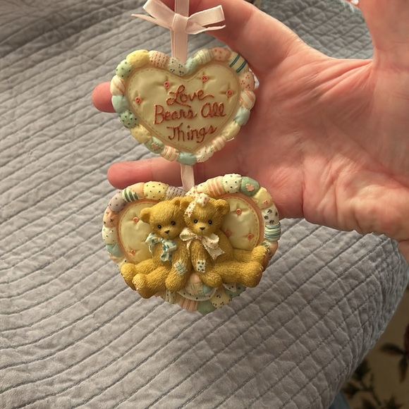 Cherished Teddies- Bears with Bows Double Heart Plaque - Picture 3 of 5
